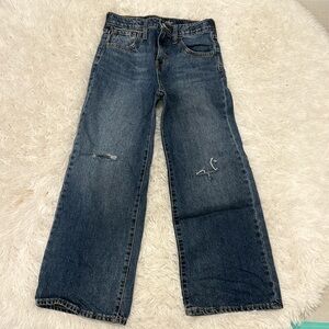 Girls high rise baggy wide leg jeans